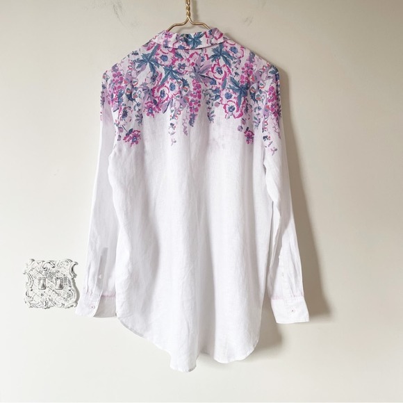 NWT Joules Jeanne Print Floral Linen Button Down Shirt 6 - Picture 7 of 9